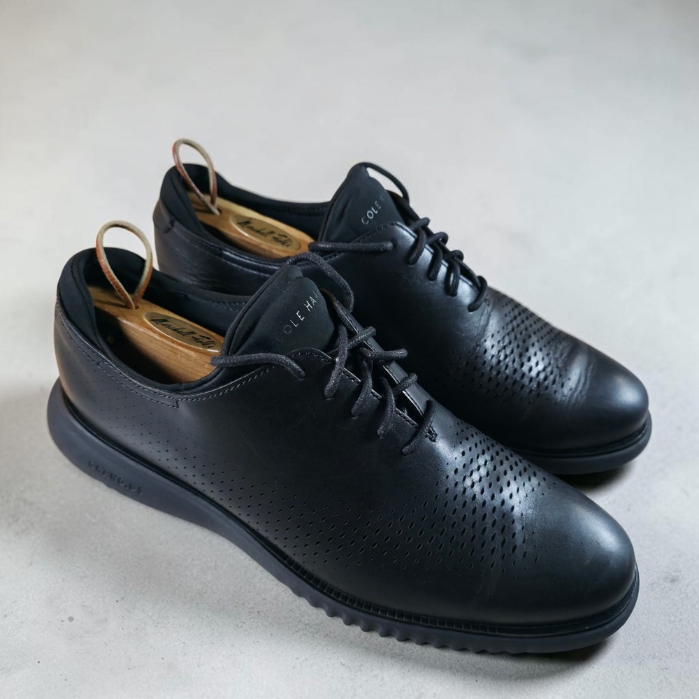 Cole Haan 2.Zerogrand Mens 10 M Laser Wingtip Oxford Black Shoes *Barely Worn.